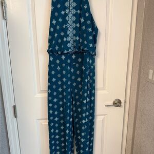 White House Black Market Teal and White Jumpsuit